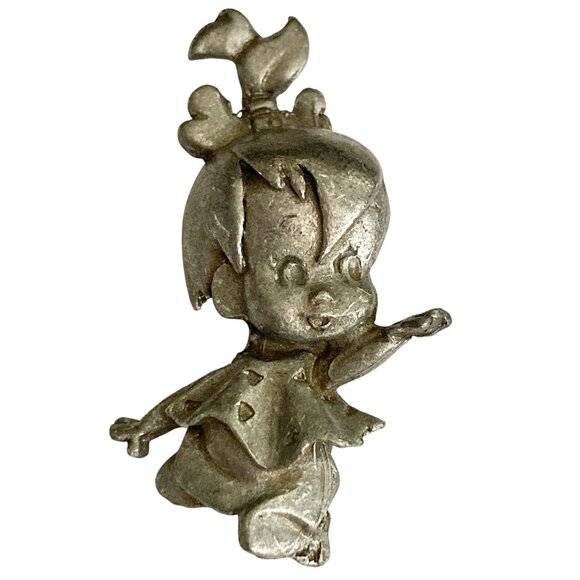Vintage Pebbles Flintstone Pin Brooch Warner Bros Hanna Barbera Bam Bam Charm - Picture 1 of 8